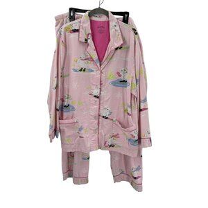 Nick & Nora Pink Bunny Flannel Pajamas Womens Size XXL